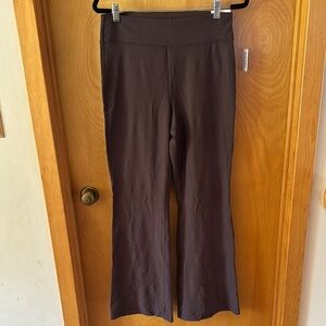 Brown Ribbed Extra High Rise Flare Yoga Pants